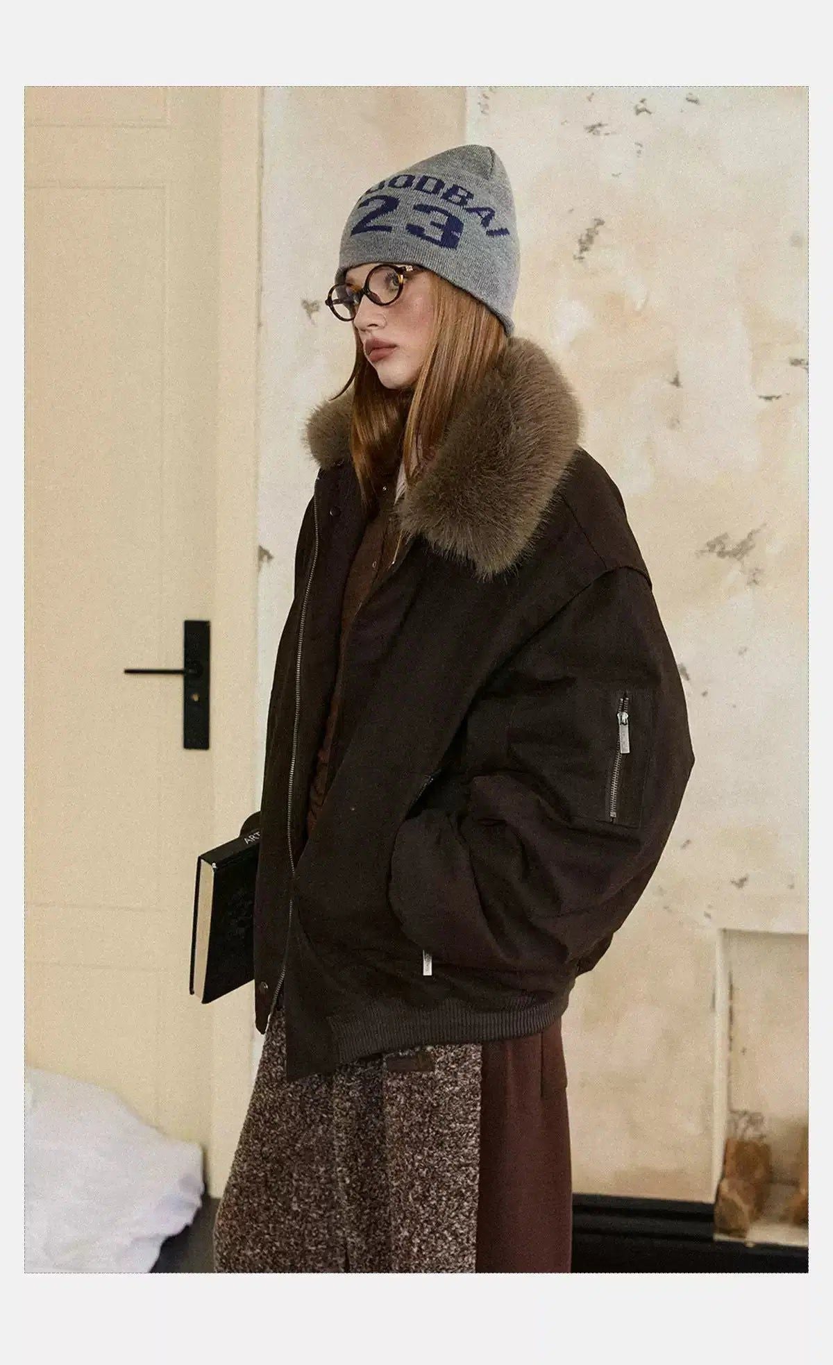 Tom Zip-Front Fur Collar Down Jacket-korean-fashion-Jacket-Tom's Closet-OH Garments