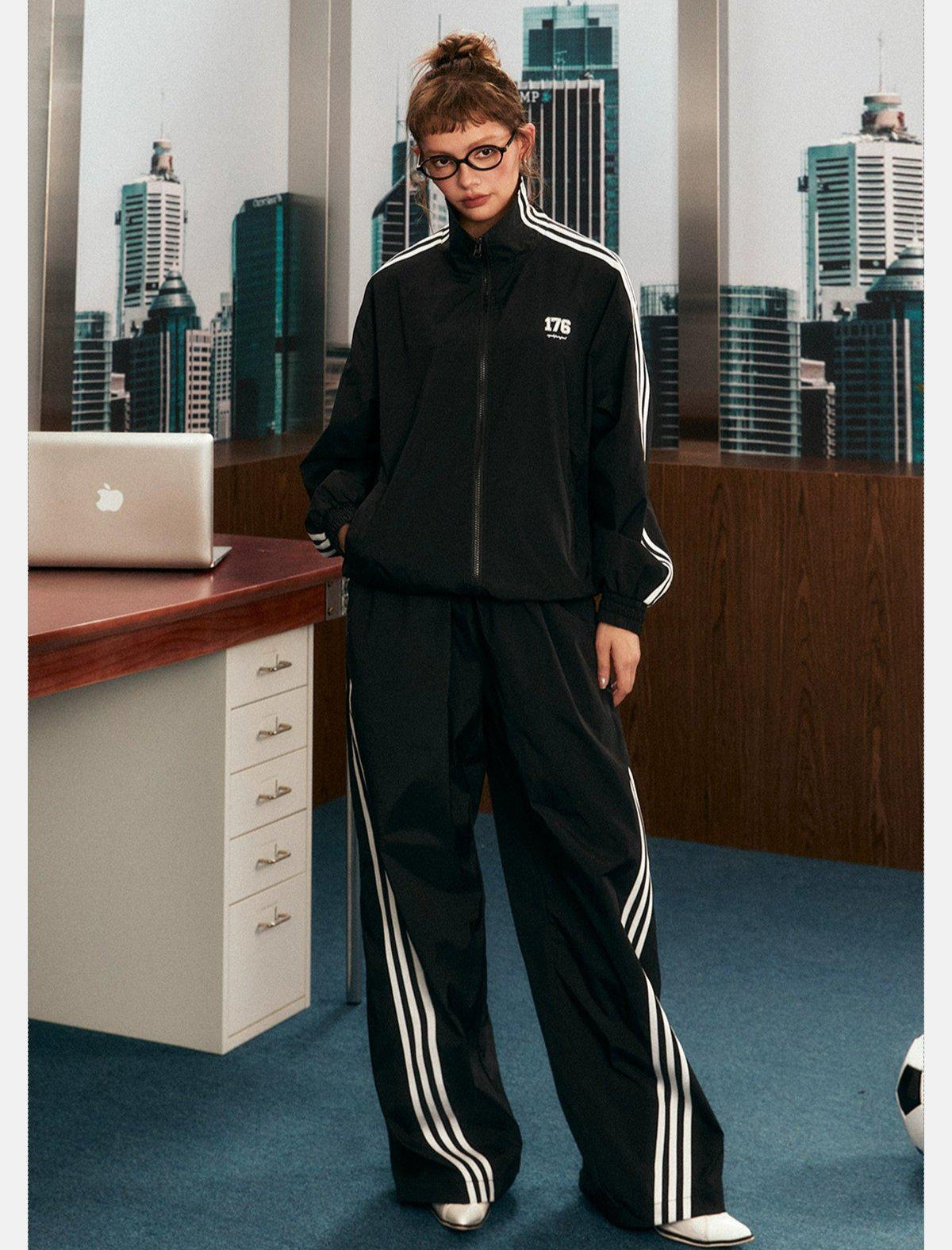 Tom Zip-Up Jacket & Gartered Track Pants Set-korean-fashion-Clothing Set-Tom's Closet-OH Garments