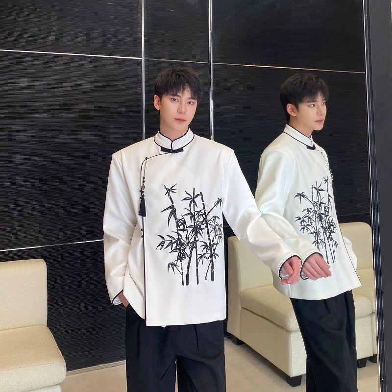 Woo Asian Style Stand Collar Shirt-korean-fashion-Shirt-Woo's Closet-OH Garments