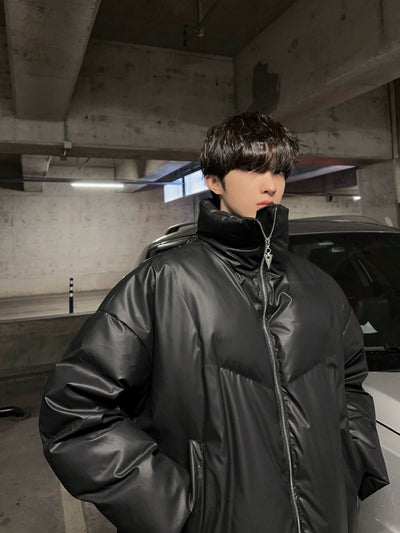 Woo Boxy Fit Zipped Puffer Jacket-korean-fashion-Jacket-Woo's Closet-OH Garments