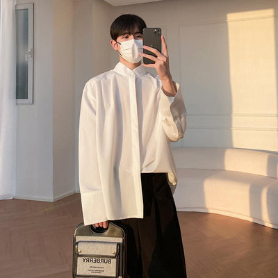 Woo Casual Literary Long Sleeve Shirt-korean-fashion-Shirt-Woo's Closet-OH Garments