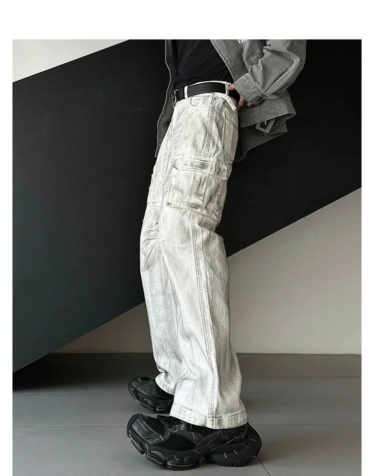 Woo Charcoal Washed Pleated Cargo Pants-korean-fashion-Pants-Woo's Closet-OH Garments