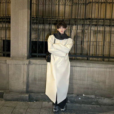 Woo Cozy Peak Lapel Overcoat-korean-fashion-Long Coat-Woo's Closet-OH Garments