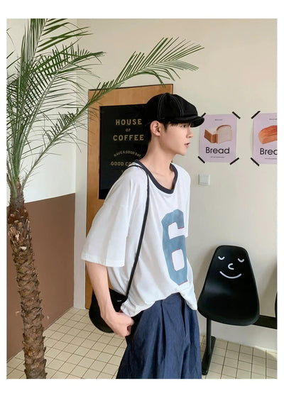 Woo Drop Shoulder Number Graphic T-Shirt-korean-fashion-T-Shirt-Woo's Closet-OH Garments