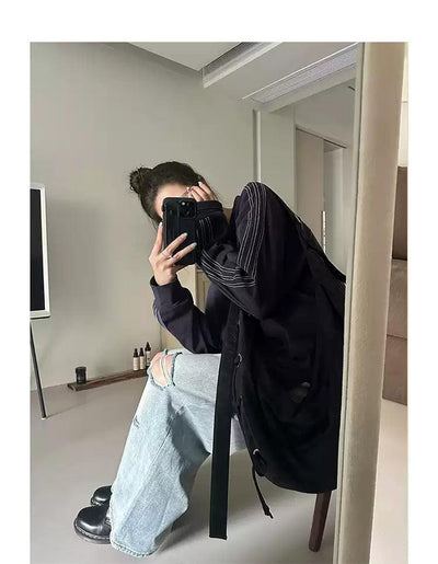 Woo Faded Ripped Detail Wide Jeans-korean-fashion-Jeans-Woo's Closet-OH Garments