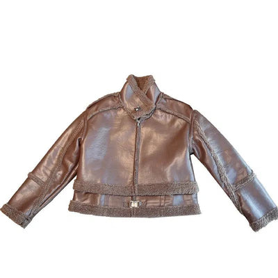 Woo Fleece Lined Buckle PU Leather Jacket-korean-fashion-Jacket-Woo's Closet-OH Garments