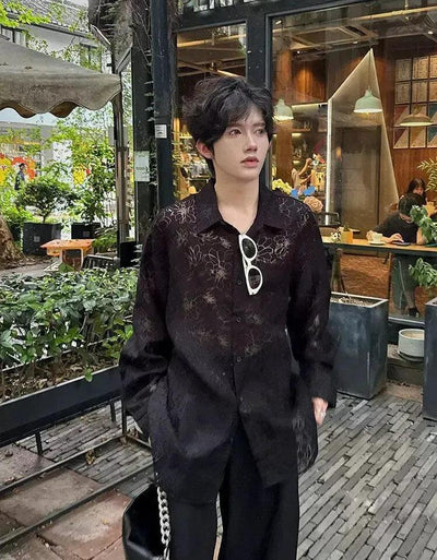 Woo Floral Pattern Sheer Shirt-korean-fashion-Shirt-Woo's Closet-OH Garments