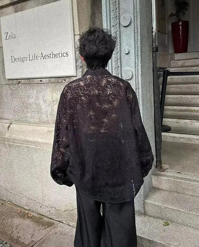 Woo Floral Pattern Sheer Shirt-korean-fashion-Shirt-Woo's Closet-OH Garments