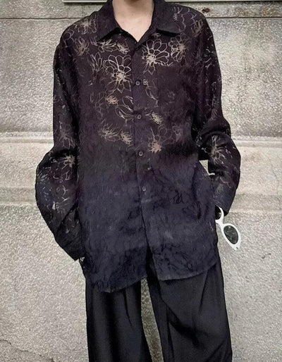 Woo Floral Pattern Sheer Shirt-korean-fashion-Shirt-Woo's Closet-OH Garments