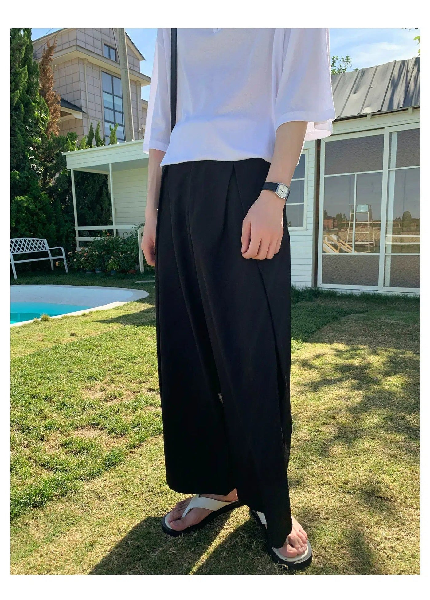 Woo Fold Pleated Buckled Trousers-korean-fashion-Trousers-Woo's Closet-OH Garments