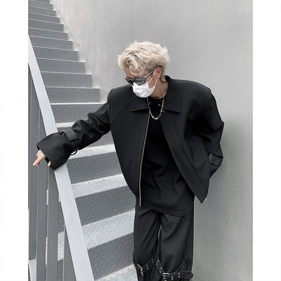 Woo Functional PU Leather Buckle Jacket-korean-fashion-Jacket-Woo's Closet-OH Garments