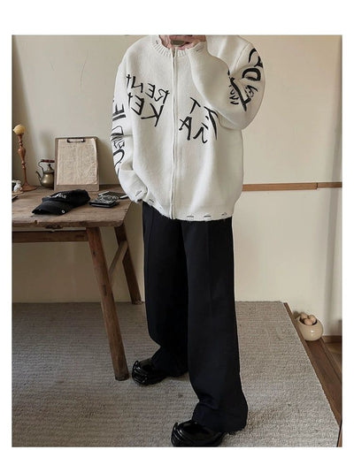 Woo Handwriting Texts Sweater-korean-fashion-Sweater-Woo's Closet-OH Garments