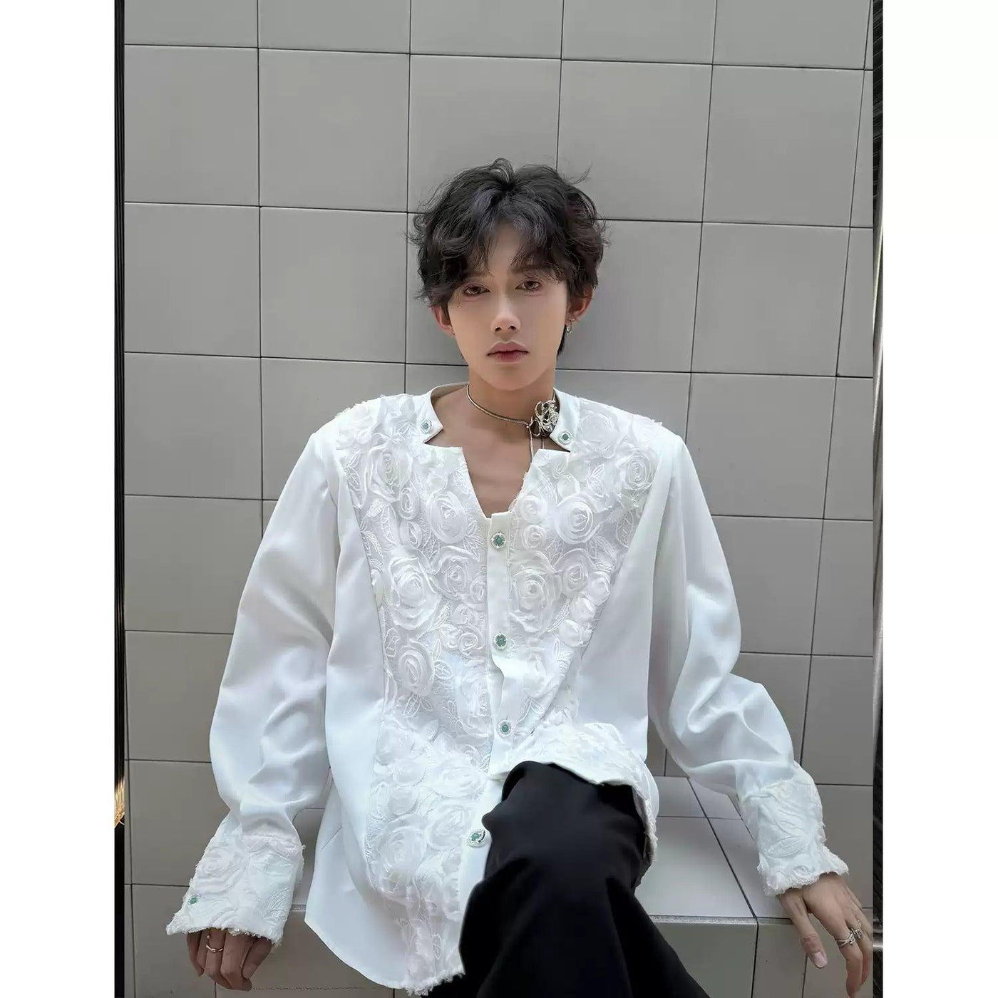 Woo Laced & Embroidered Shirt-korean-fashion-Shirt-Woo's Closet-OH Garments