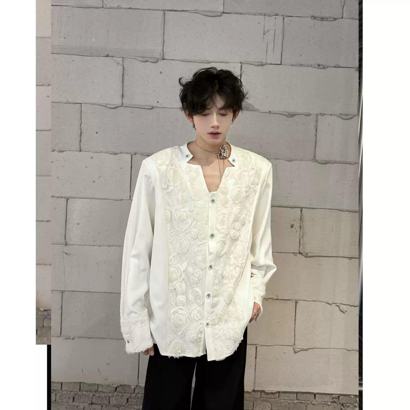 Woo Laced & Embroidered Shirt-korean-fashion-Shirt-Woo's Closet-OH Garments