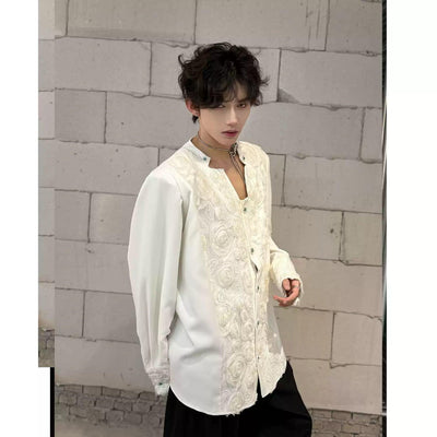 Woo Laced & Embroidered Shirt-korean-fashion-Shirt-Woo's Closet-OH Garments