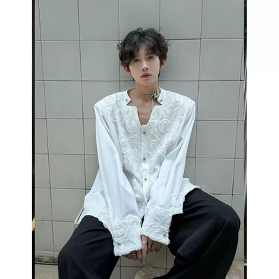 Woo Laced & Embroidered Shirt-korean-fashion-Shirt-Woo's Closet-OH Garments