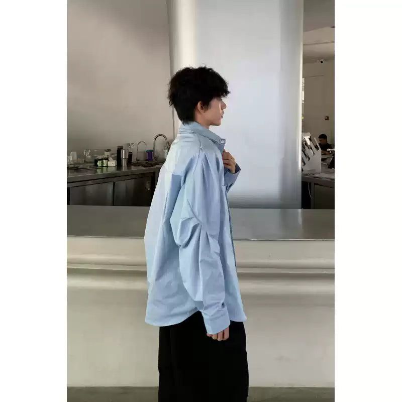 Woo Layered Collar & Shoulder Pad Shirt-korean-fashion-Shirt-Woo's Closet-OH Garments