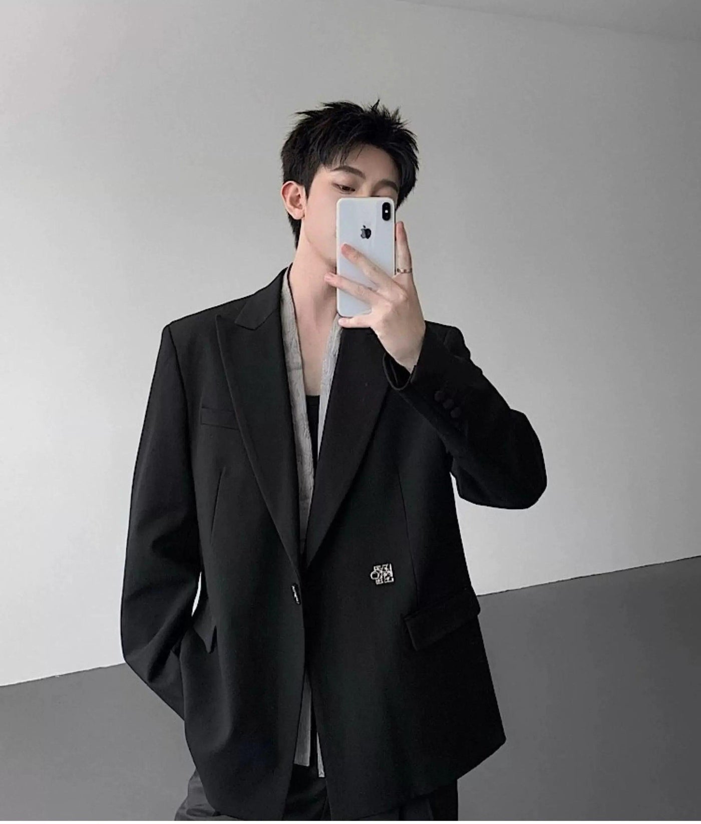 Woo Layered Metal Buckled Blazer-korean-fashion-Blazer-Woo's Closet-OH Garments
