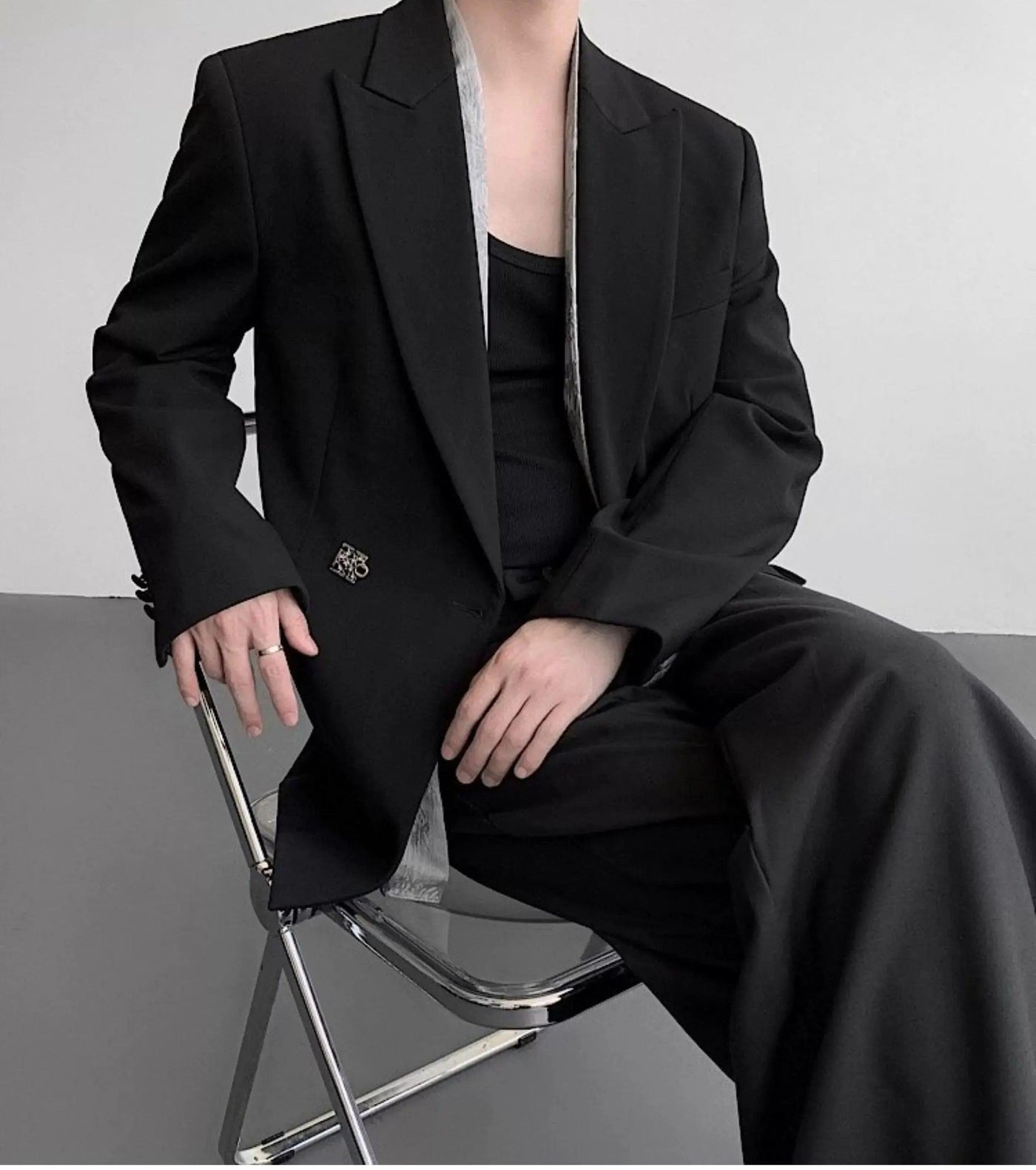 Woo Layered Metal Buckled Blazer-korean-fashion-Blazer-Woo's Closet-OH Garments