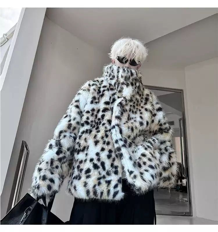 Woo Leopard Faux Fur Padded Jacket-korean-fashion-Jacket-Woo's Closet-OH Garments