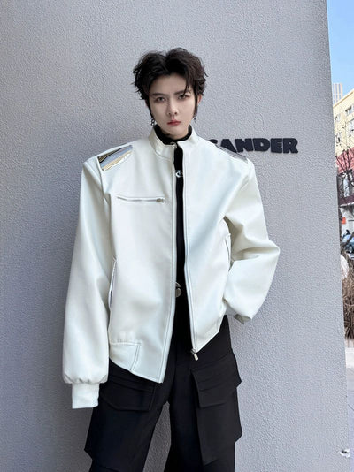 Woo Metal Accent PU Leather Jacket-korean-fashion-Jacket-Woo's Closet-OH Garments