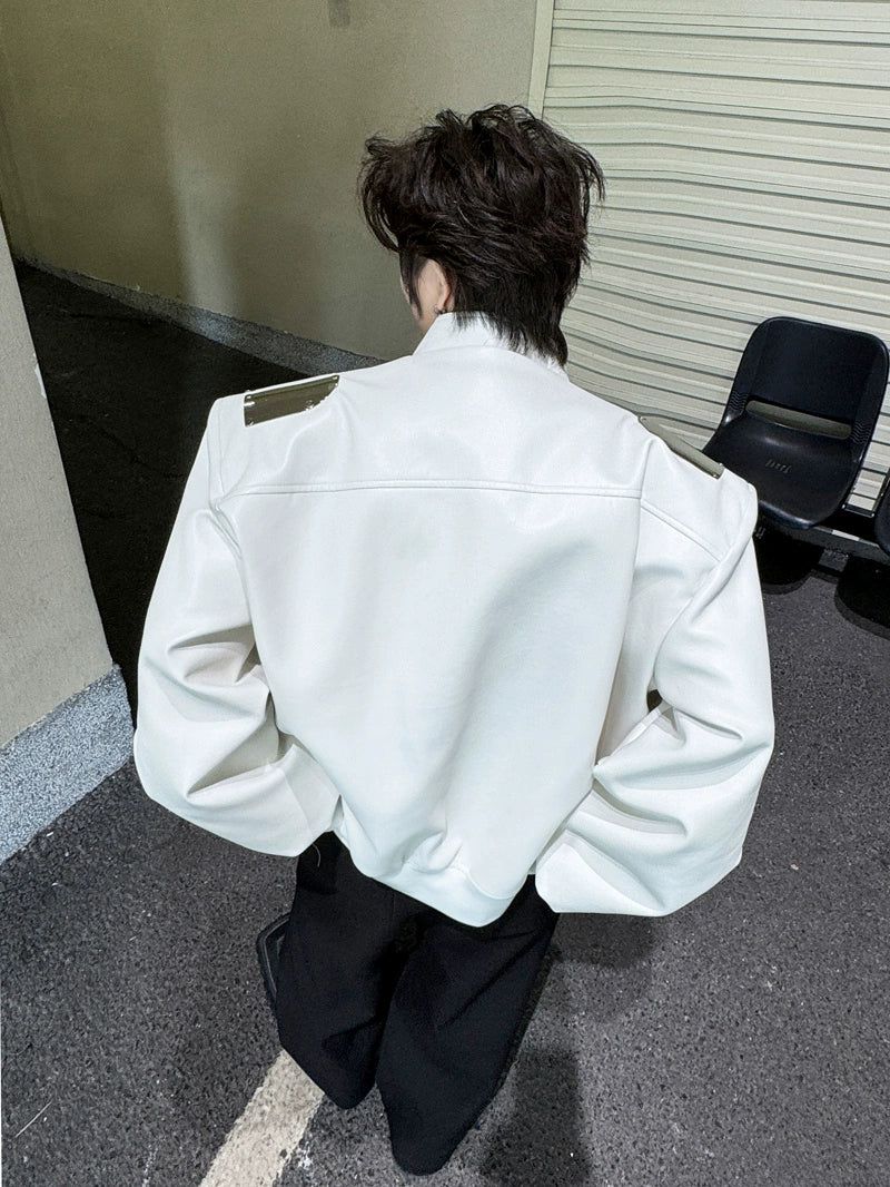 Woo Metal Accent PU Leather Jacket-korean-fashion-Jacket-Woo's Closet-OH Garments