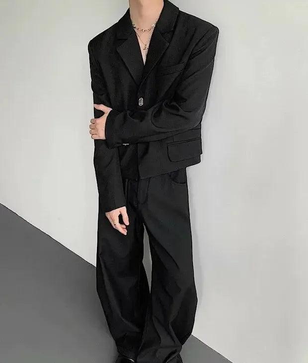 Woo Metal Buttoned Shoulder Pad Blazer-korean-fashion-Blazer-Woo's Closet-OH Garments