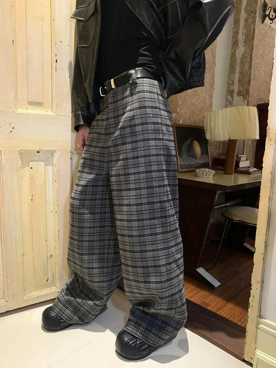 Woo Oversized Classic Plaid Pants-korean-fashion-Pants-Woo's Closet-OH Garments
