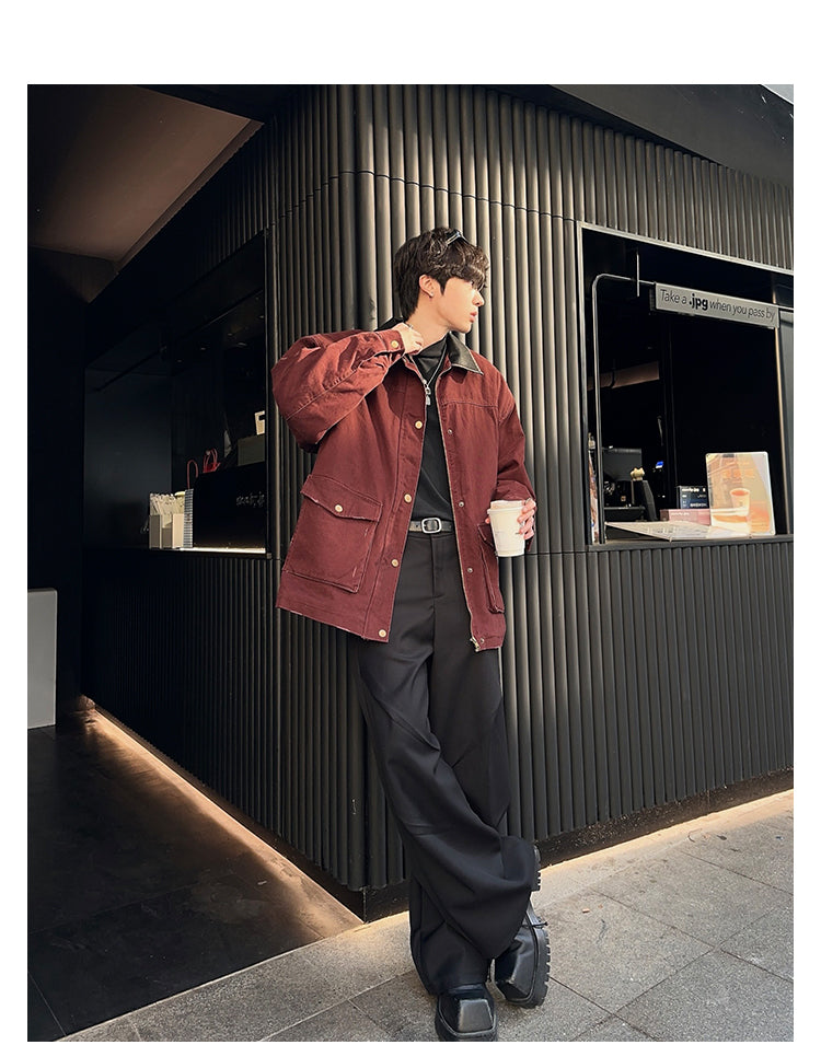 Woo Oversized Flap Collared Denim Jacket-korean-fashion-Jacket-Woo's Closet-OH Garments