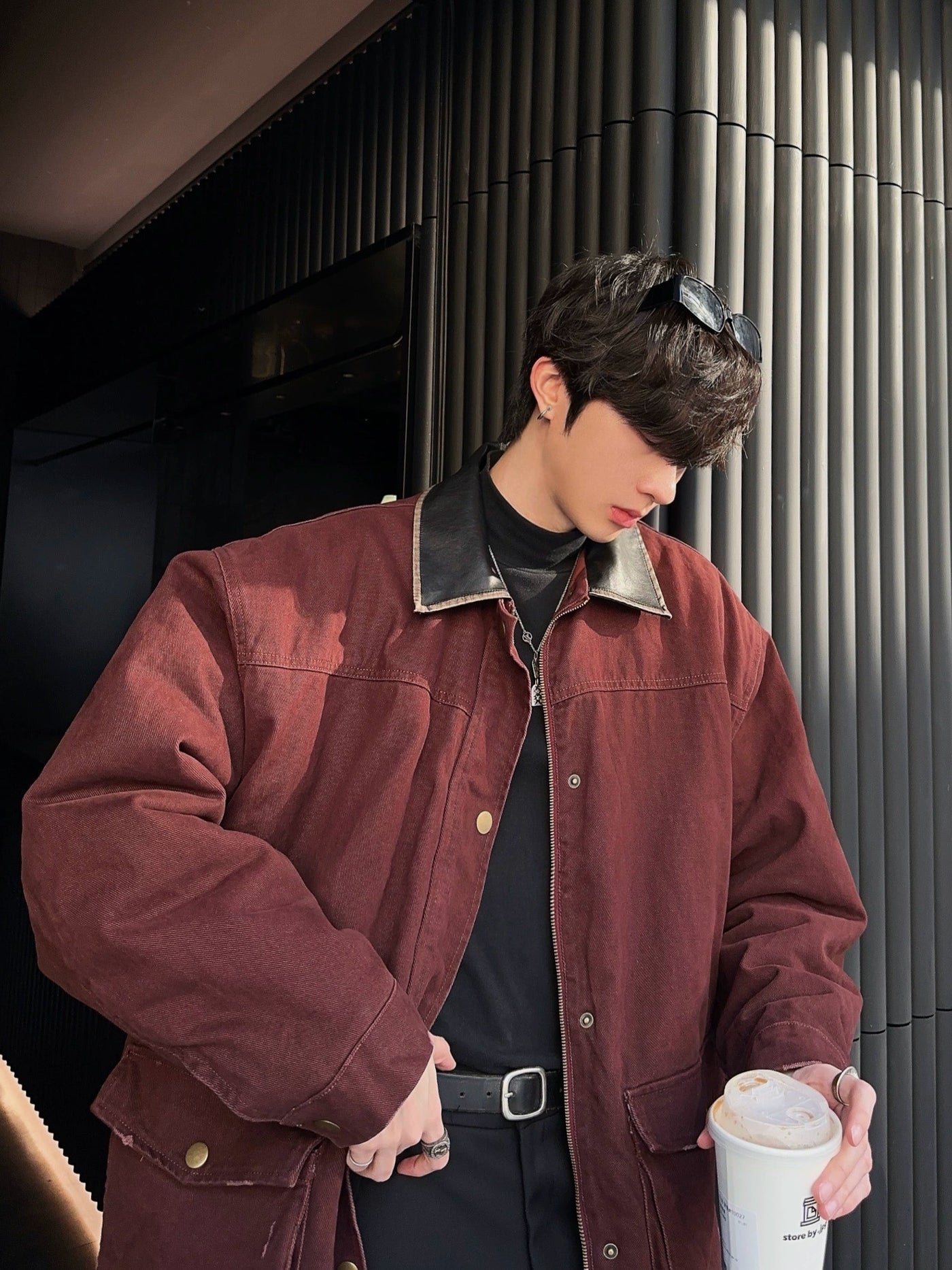Woo Oversized Flap Collared Denim Jacket-korean-fashion-Jacket-Woo's Closet-OH Garments