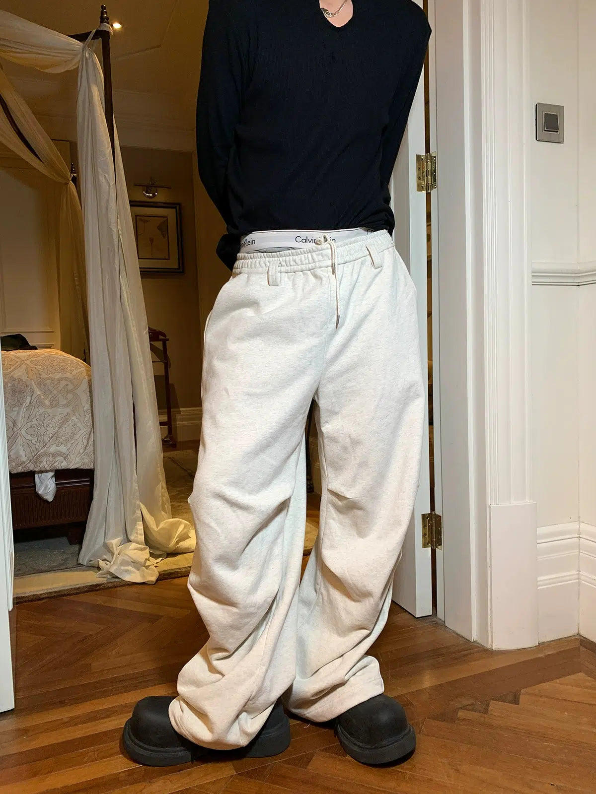 Woo Oversized Gartered Casual Sweatpants-korean-fashion-Pants-Woo's Closet-OH Garments