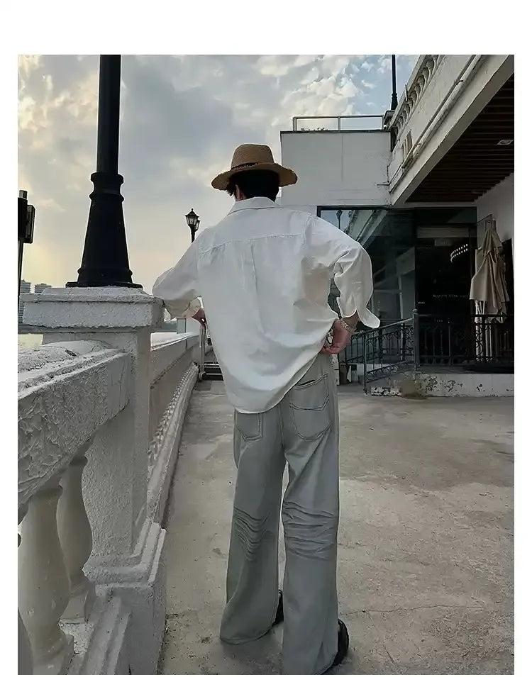 Woo Oversized Neck Tie Shirt-korean-fashion-Shirt-Woo's Closet-OH Garments