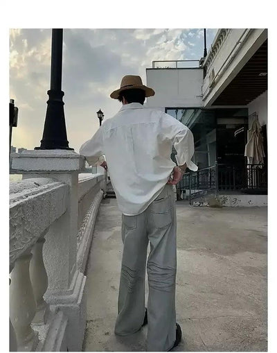 Woo Oversized Neck Tie Shirt-korean-fashion-Shirt-Woo's Closet-OH Garments