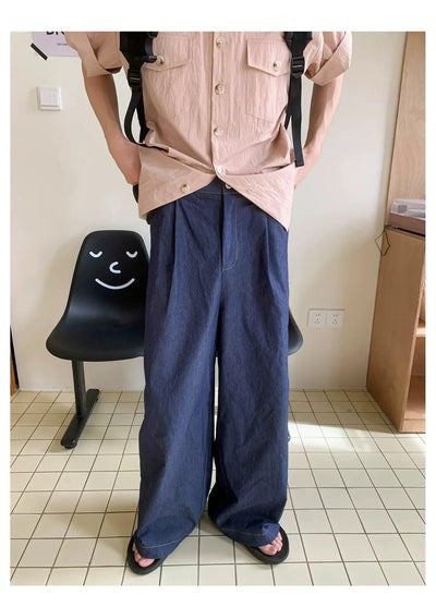 Woo Pleated Wide Leg Pants-korean-fashion-Pants-Woo's Closet-OH Garments