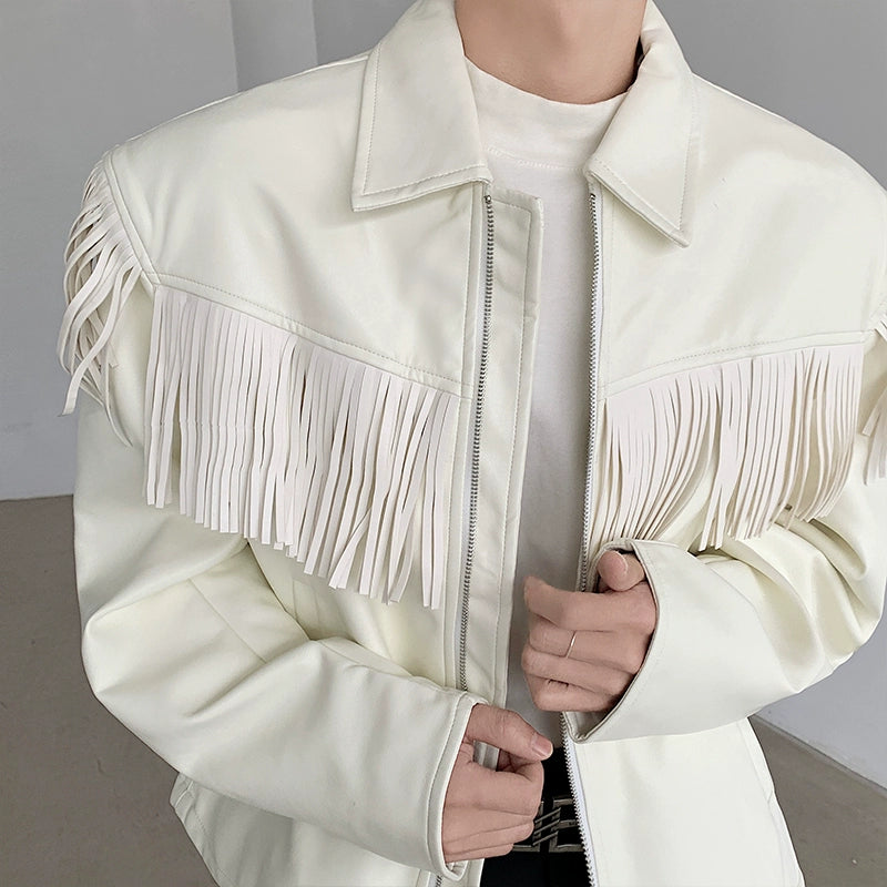 Woo Shoulde Pad Tassel PU Leather Jacket-korean-fashion-Jacket-Woo's Closet-OH Garments