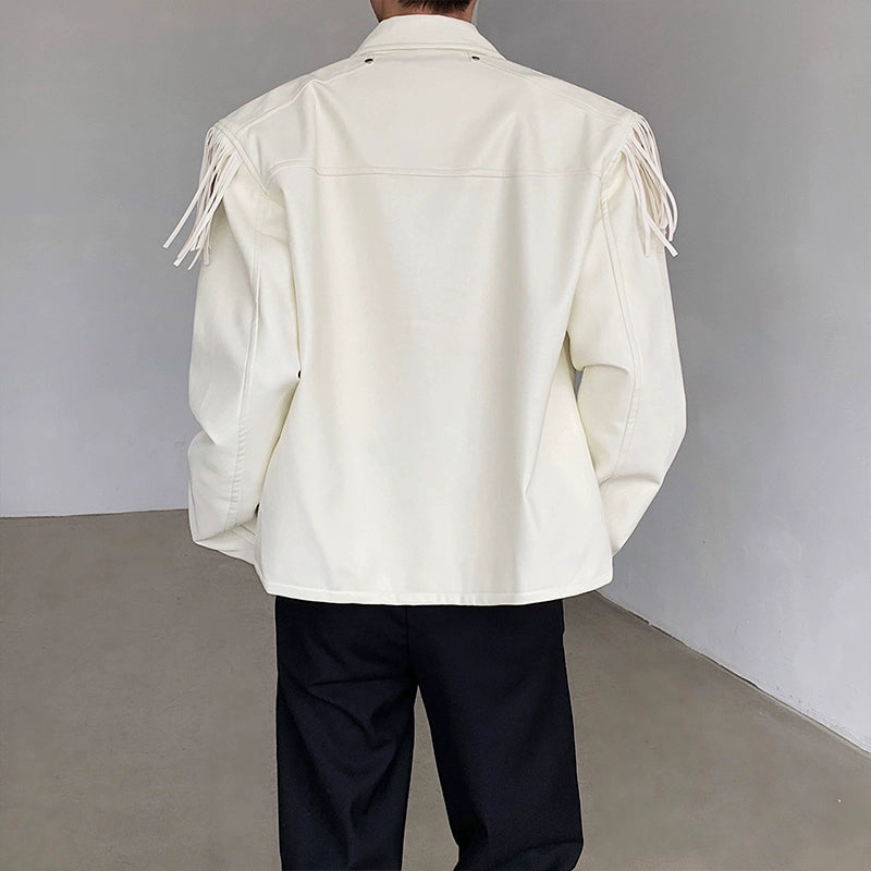 Woo Shoulde Pad Tassel PU Leather Jacket-korean-fashion-Jacket-Woo's Closet-OH Garments