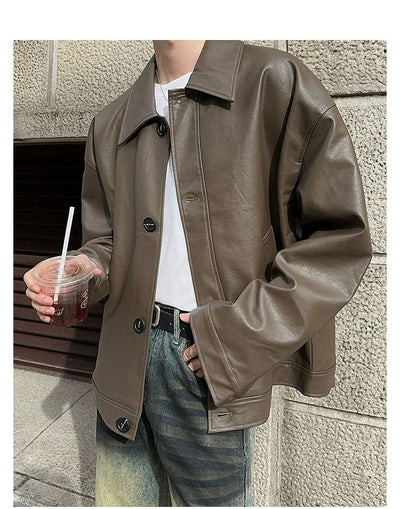 Woo Side Pocket Moto PU Leather Jacket-korean-fashion-Jacket-Woo's Closet-OH Garments