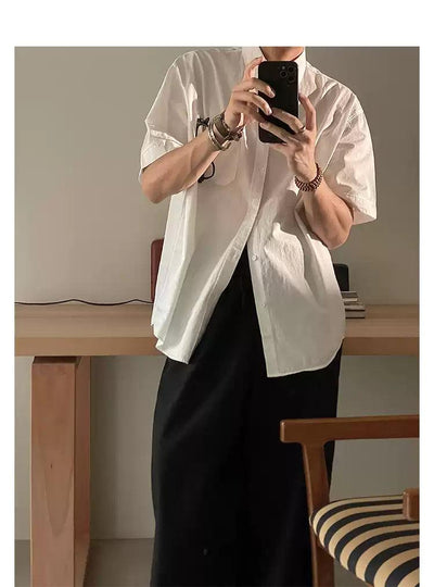 Woo Sleek Plain Color Shirt-korean-fashion-Shirt-Woo's Closet-OH Garments
