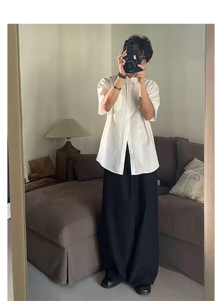 Woo Sleek Plain Color Shirt-korean-fashion-Shirt-Woo's Closet-OH Garments