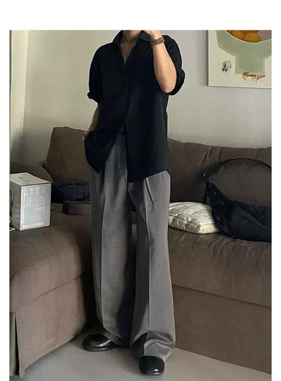 Woo Sleek Plain Color Shirt-korean-fashion-Shirt-Woo's Closet-OH Garments