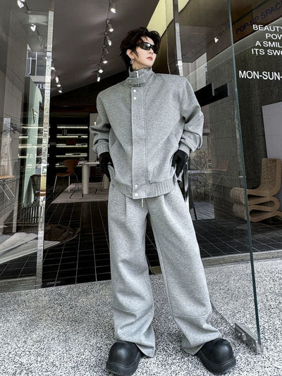 Woo Snap Buttons Jacket & Sweatpants Set-korean-fashion-Sweater-Woo's Closet-OH Garments