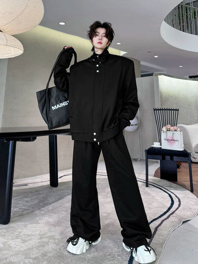 Woo Snap Buttons Jacket & Sweatpants Set-korean-fashion-Sweater-Woo's Closet-OH Garments