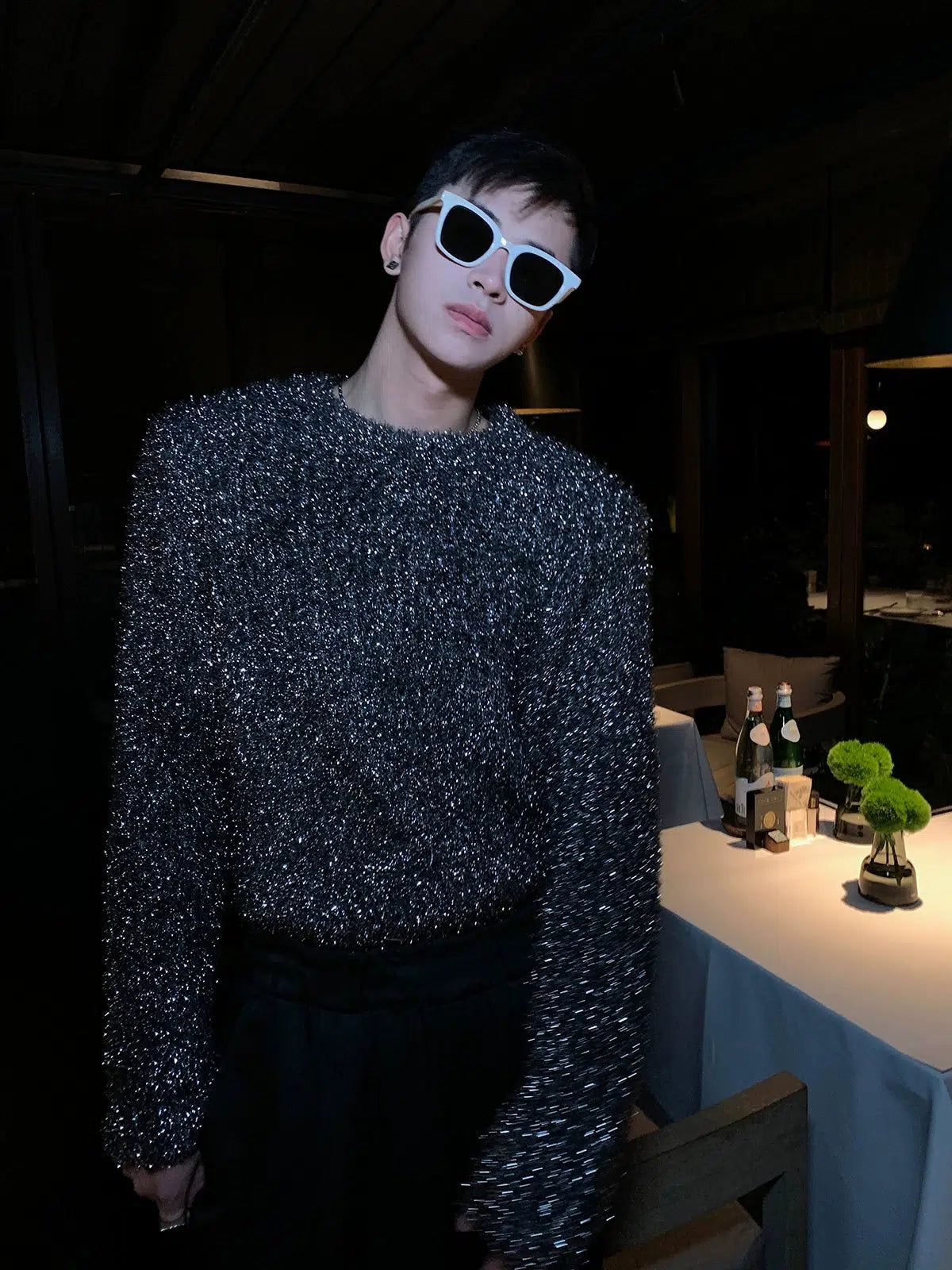 Woo Soft Metallic Contrast Sweater-korean-fashion-Sweater-Woo's Closet-OH Garments