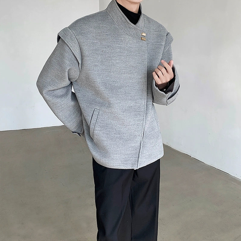 Woo Solid Asymmetric Closure Jacket-korean-fashion-Jacket-Woo's Closet-OH Garments