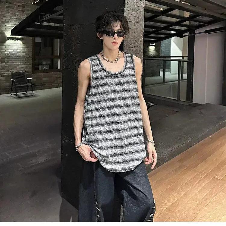 Woo Striped Knit Tank Top-korean-fashion-Tank Top-Woo's Closet-OH Garments