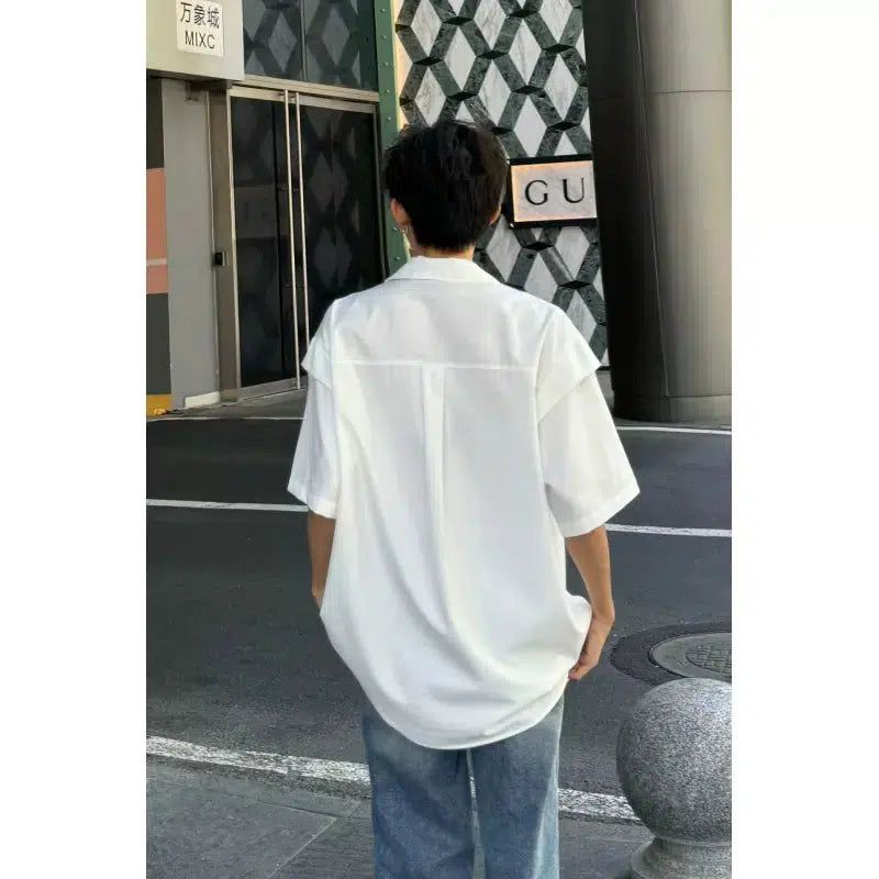 Woo Structured Seam Lines Shirt-korean-fashion-Shirt-Woo's Closet-OH Garments
