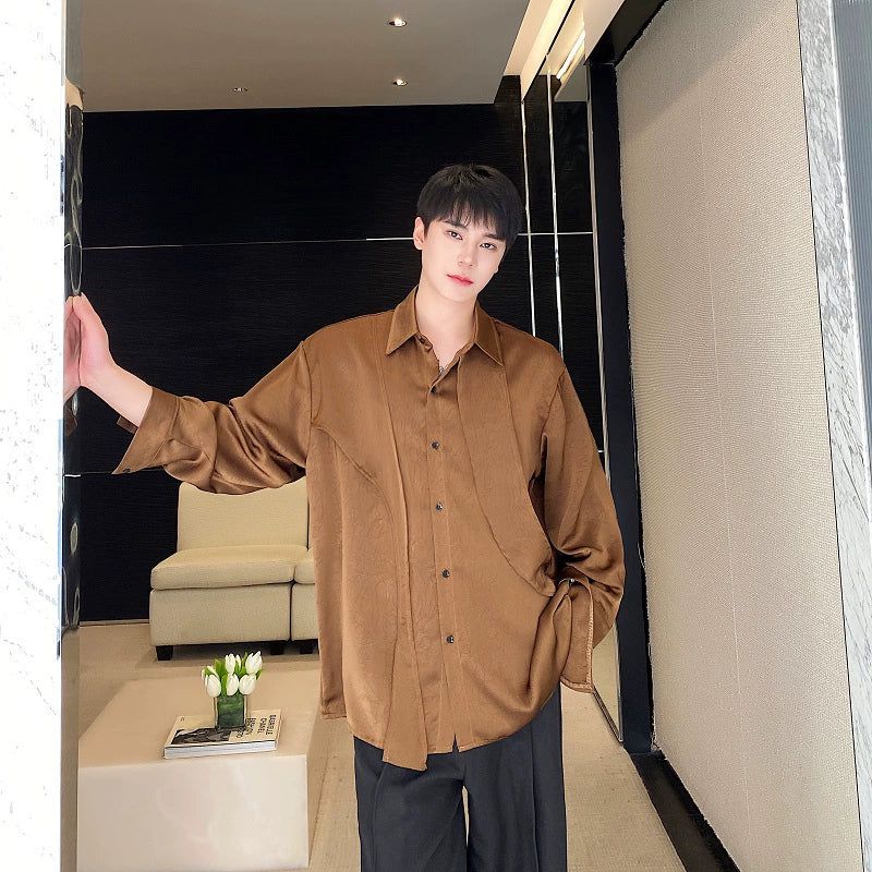 Woo Subtle Shine Buttoned Shirt-korean-fashion-Shirt-Woo's Closet-OH Garments