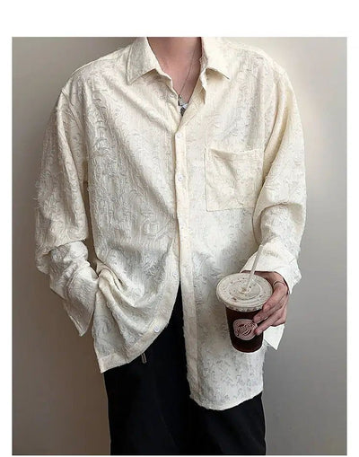 Woo Subtle Textured Long Sleeve Shirt-korean-fashion-Shirt-Woo's Closet-OH Garments