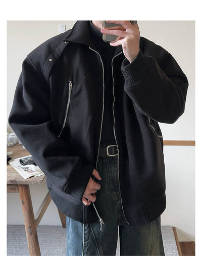 Woo Symmetric Zip Pocket Jacket-korean-fashion-Jacket-Woo's Closet-OH Garments