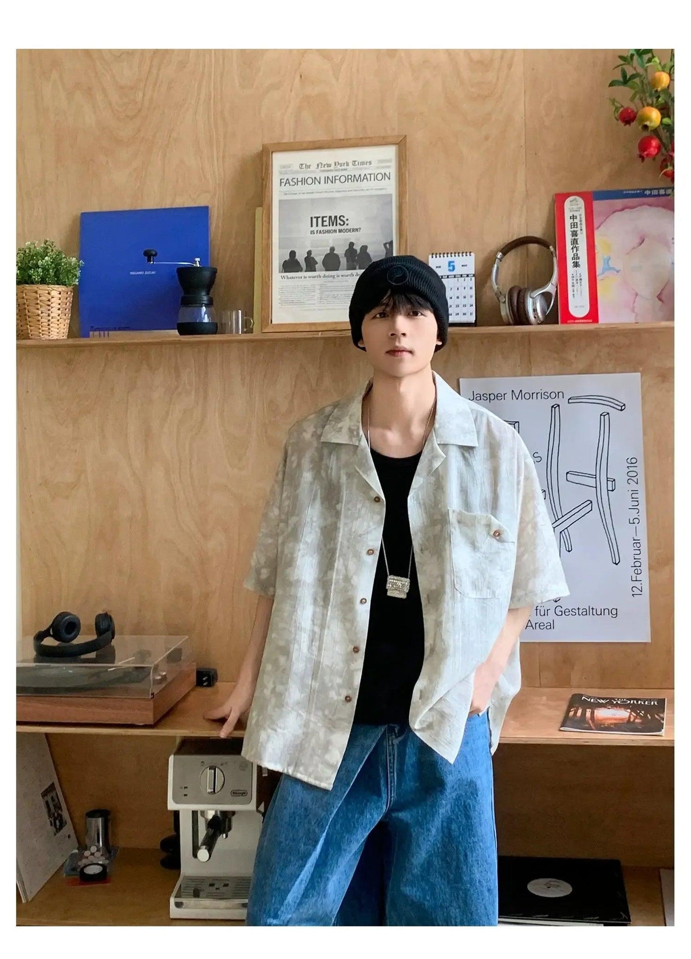 Woo Textured Tie-Dyed Short Sleeve Shirt-korean-fashion-Shirt-Woo's Closet-OH Garments